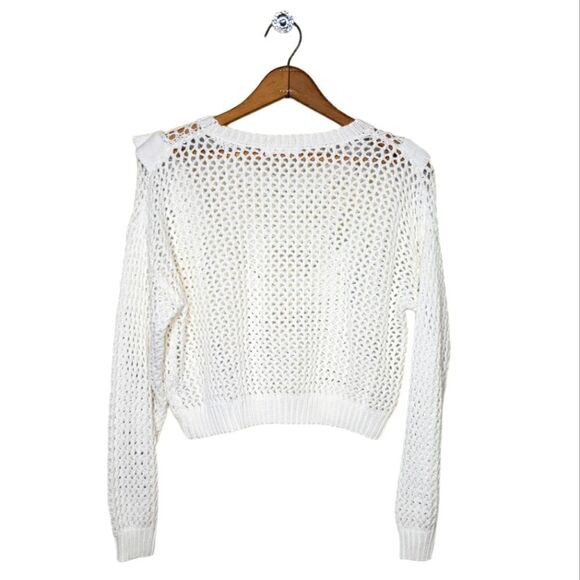 Live To Be Spoiled White Ruffle Knit Sweater - Picture 2 of 8